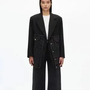3.1 Phillip Lim Deinim Oversized Hybrid Blazer with Ties